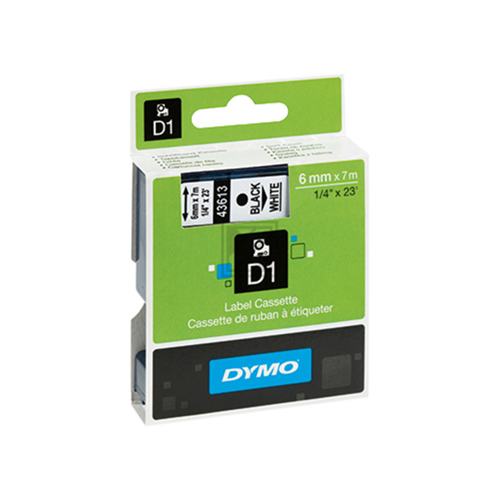 Dymo Schriftbandkassette    schwarz/weiß     (43613)