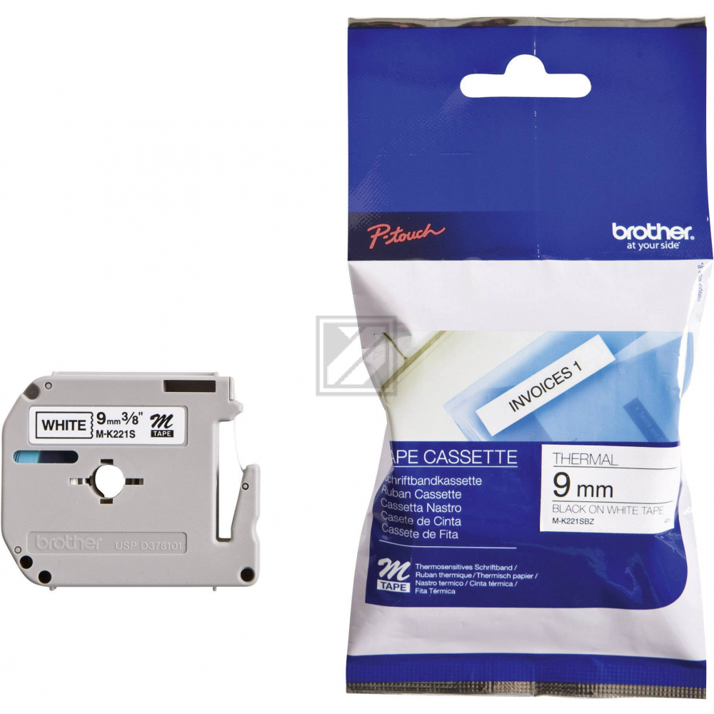 Brother Schriftbandkassette    schwarz/weiß     (M-K221S)