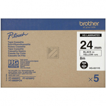 Brother Schriftbandkassette    schwarz/gelb     (HGE-651V5)