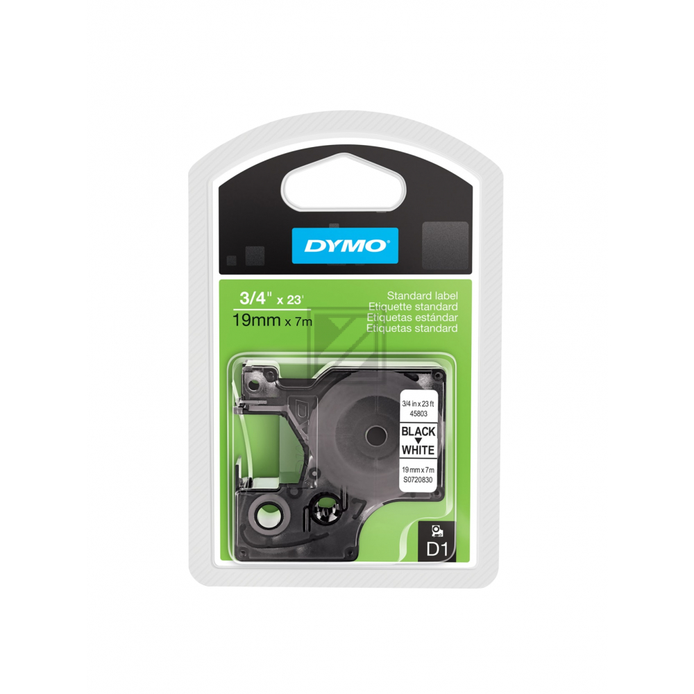 Dymo Schriftbandkassette    schwarz/weiß     (45803)