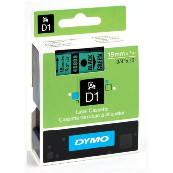 Dymo Schriftbandkassette    schwarz/grün     (45809)