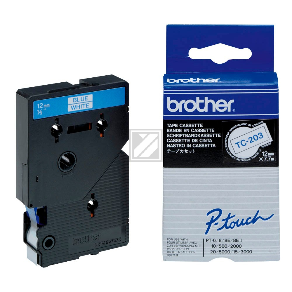 Brother Schriftbandkassette blau/weiß (TC-203)