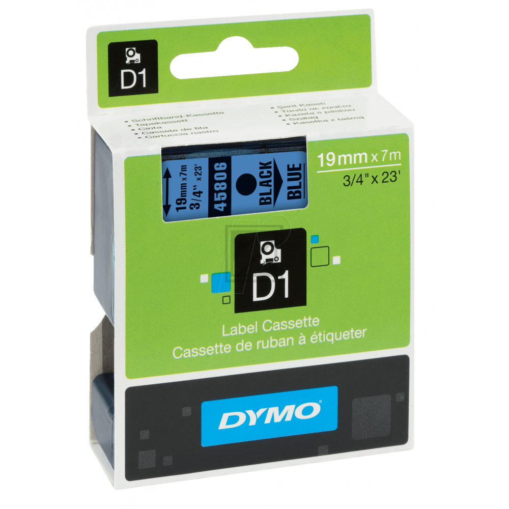 Dymo Schriftbandkassette    schwarz/blau     (45806)