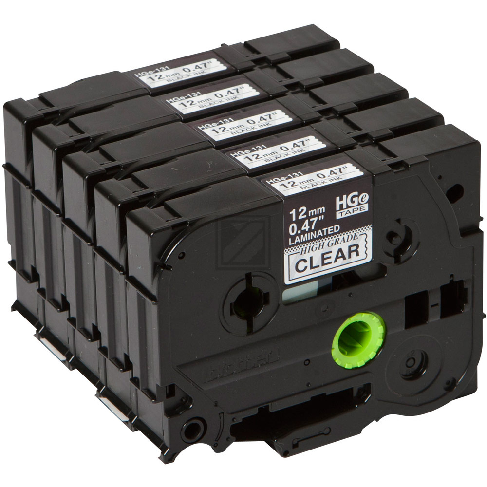 Brother Schriftbandkassette    schwarz/transparent     (HGE-131V5)