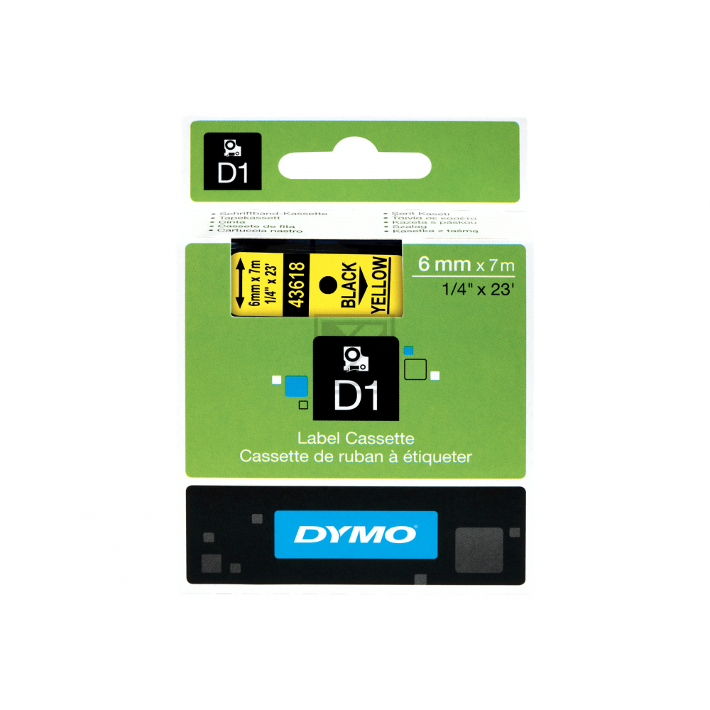 Dymo Schriftbandkassette schwarz/gelb (S0720790, 43618)