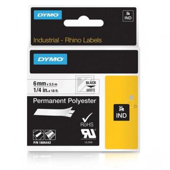 Dymo permanentes Polyesterband 6,0mm schwarz/weiß (1805442)