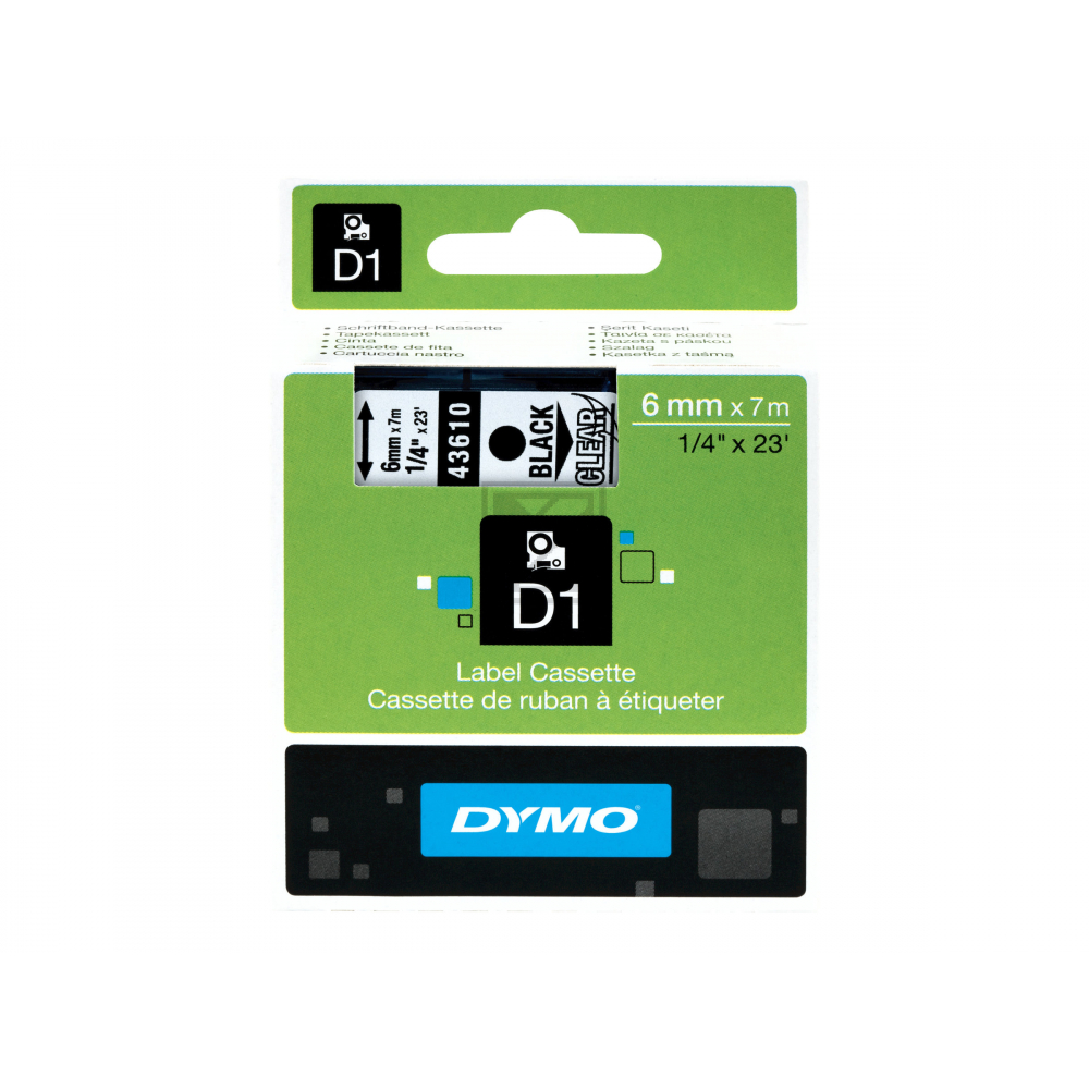 Dymo Schriftbandkassette schwarz/transparent (S0720770, 43610)