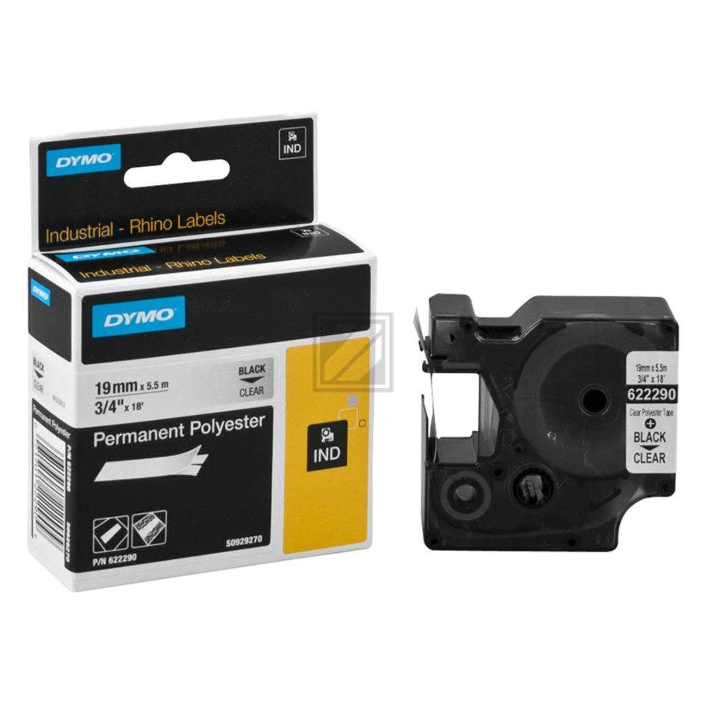 Dymo permanentes Polyesterband 19,0mm schwarz/transparent (622290)