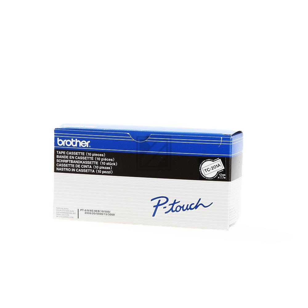 Brother Schriftbandkassette    schwarz/weiß  10-er Pack   (TC-201A)