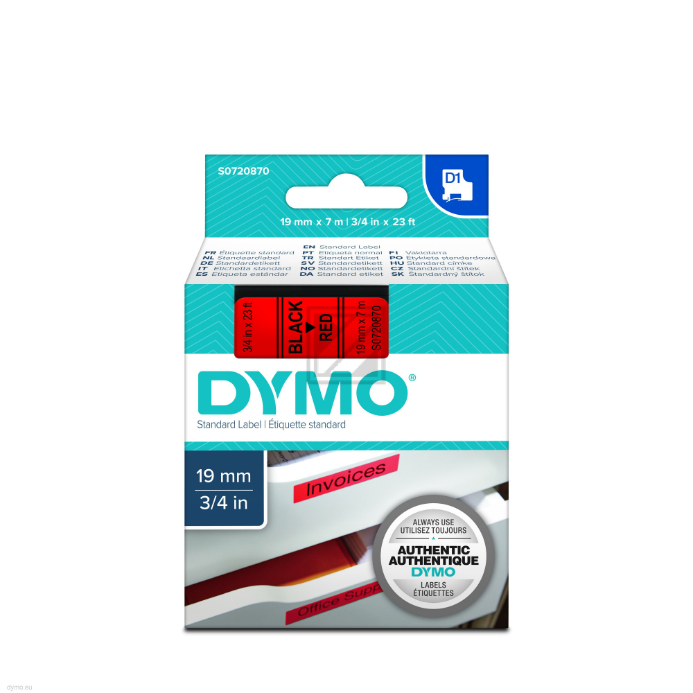 Dymo Schriftbandkassette    schwarz/rot     (45807)