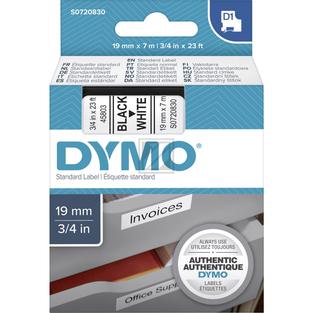 Dymo Schriftbandkassette    schwarz/weiß     (45803)